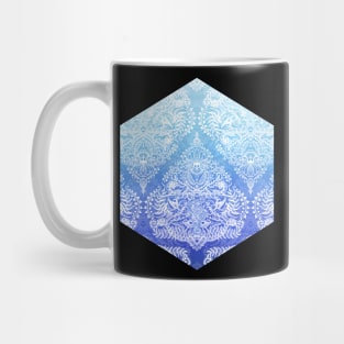 Out of the Blue - White Lace Doodle in Ombre Aqua and Cobalt Mug
